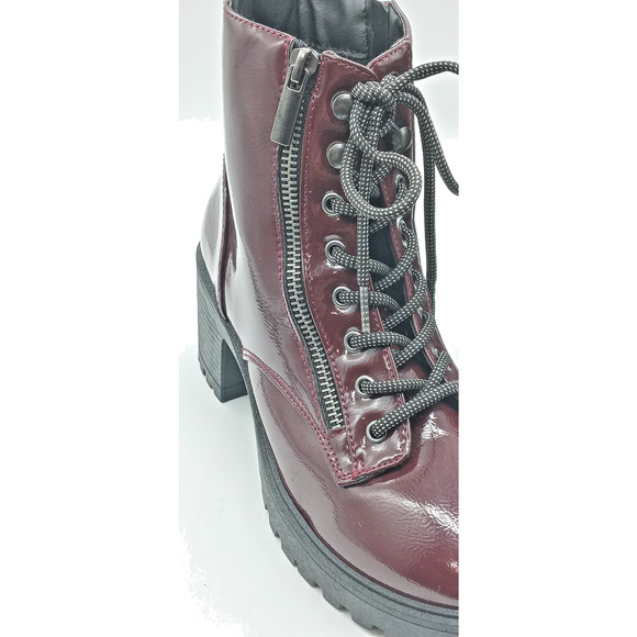 Forever 21 Platform Boots Chunky Heels Oxblood Size 7.5 Zip & Lace Up Punk Retro - Picture 7 of 14